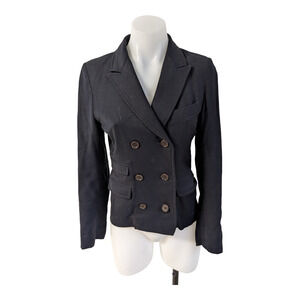 Isabel Marant Size 1 US 4 Double Breasted Blazer Navy Elbow Patch Wool Blend
